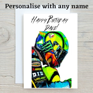 Carte d'anniversaire Valentino Rossi, carte personnalisée, carte moto, carte d'anniversaire moto, carte de voeux d'anniversaire motard, cadeaux pour lui