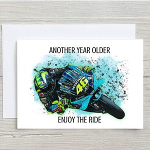 Cartão de aniversário Valentino Rossi, cartão VR46 feito à mão, cartão de felicitações MotoGP, presente de aniversário de moto, presente para ele, presente de moto para homens