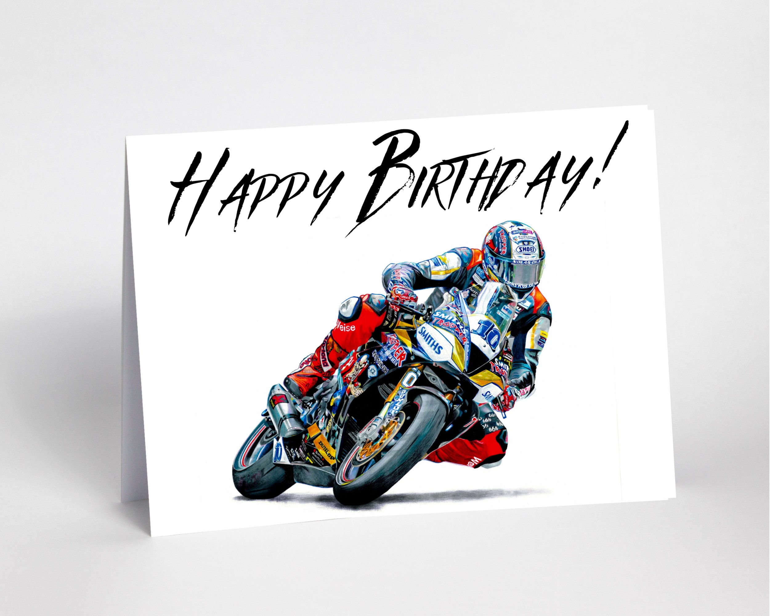 Geburtstagskarte Mit Vintage-Motorrad – Große Karte 21x21 Cm, Für Ihn, Mit Spruch
