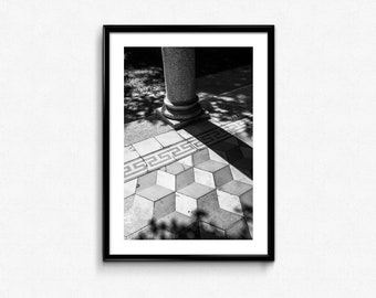 Marmer / tegels / Italië / Lombardije / zwart en wit / decoratie / Foto Frame / beeldende kunst