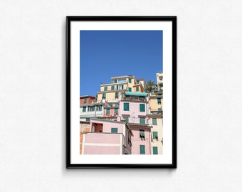 Italië / Cinque Terre / kleurrijke gebouwen / Riomaggiore / decoratie / Foto Frame / beeldende kunst