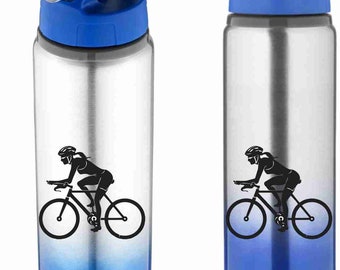 Botella de agua para ciclismo personalizada con degradado de aluminio.