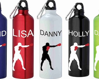 Personalised Water Bottle, Personalised  Boxing Water Bottle, Textured Print, Various colours available, 750ml Aluminium Water Bottle