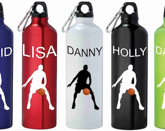 Personalised Water Bottle, Personalised  Basketball Water Bottle, Textured Print, Various colours available, 750ml Aluminium Water Bottle