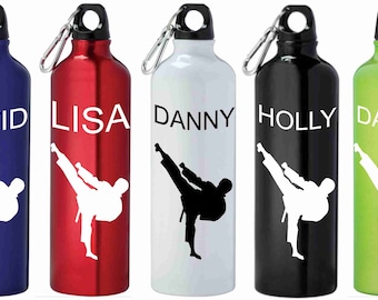 Personalised Water Bottle, Personalised  Karate Water Bottle, Textured Print, Various colours available, 750ml Aluminium Water Bottle