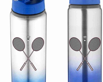 Badminton Water Bottles, Personalised Gradient aluminium bottles