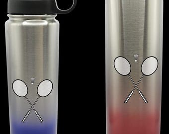 Badminton Insulated Water Bottles, Personalised Gradient stainless steel bottles, insulated, double walled