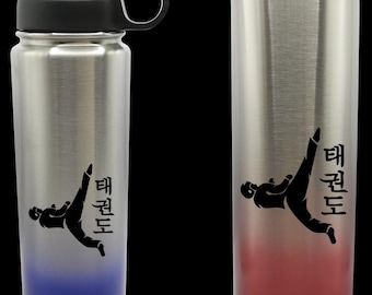 Taekwondo Insulated Water Bottles, Personalised Gradient stainless steel bottles, insulated, double walled