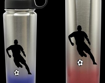 Football Insulated Water Bottles, Personalised Gradient stainless steel bottles, insulated, double walled