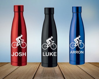 Personalised Cycling Double wall stainless steel with copper insulating vacuum bottle