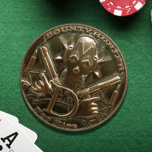 Bounty Hunter - (Personalización opcional) Edición limitada - Botón de crupier de póquer, protector de cartas de póquer
