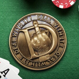 Deal With It (Personalisierung Optional) Limited Edition / Croupier Button, Poker Night, Poker Card Guard