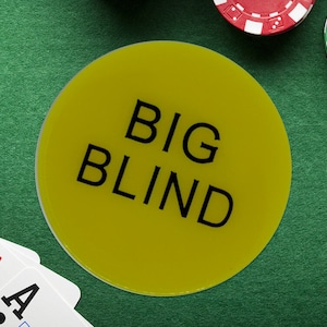 ポーカーアクセサリー、BIG BLIND - ポーカー、カジノグレードボタン（ブルー）