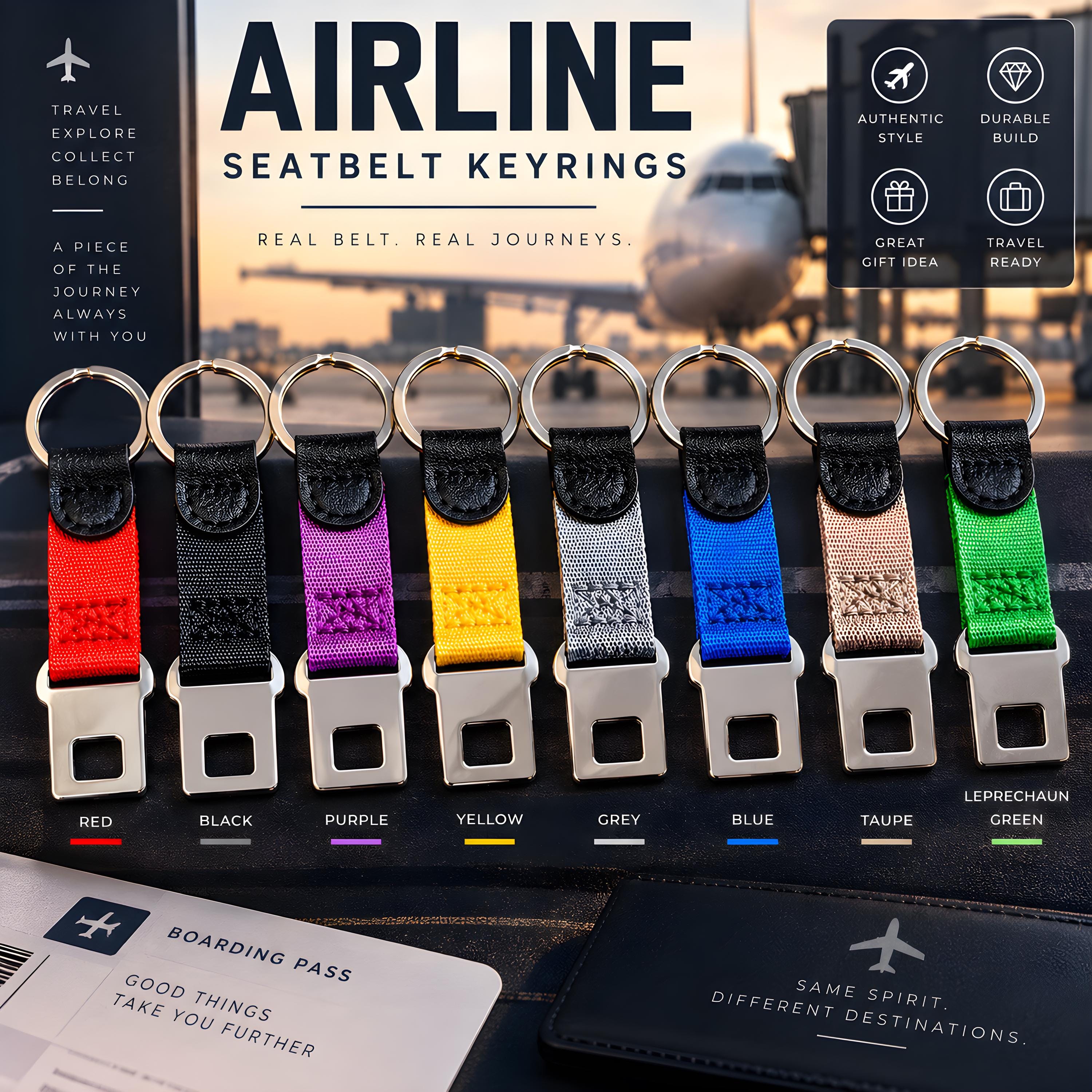 航空機/航空会社のシートベルトキーホルダー - 名入れ可能、機能的な