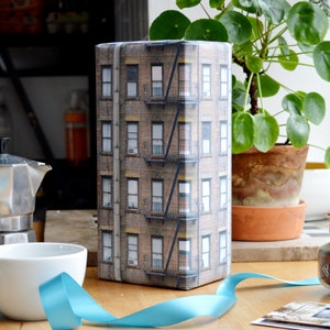 New York City, Manhattan wrapping paper design, architecure, minature buildings, birthday present