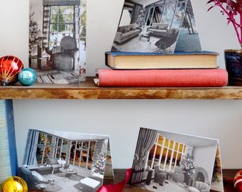 4 x Christmas Retro Window Cards