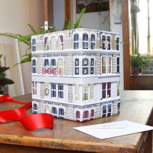 festive London architecture, minature building wrapping paper