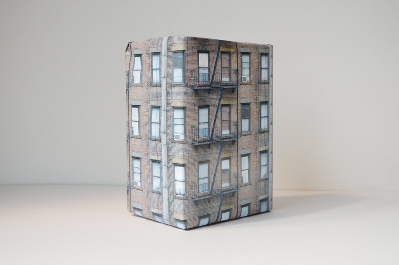 New York City brownstone building facade everyday gift wrap designs.