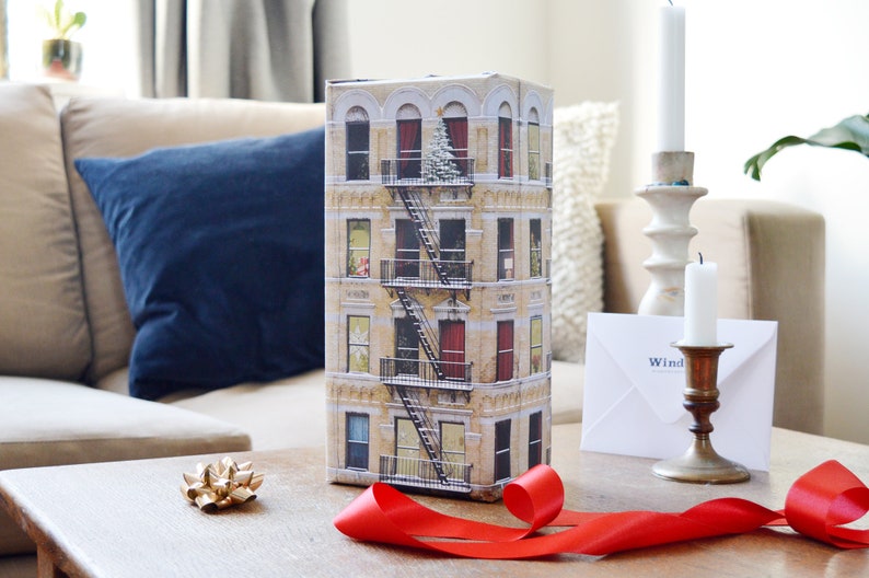 xmas new york city architecture, building gift wrap