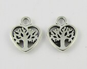 Bulk Tree of Life Heart Charm Pendant Tiny Heart Charm 12x10mm Select Qty