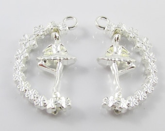Bulk Ballerina Rotatable Charm Pendant Ballet Dancing 28x15mm Select Qty