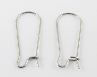 Bulk 20 pieces DIY Kidney Earring Hook Finding 25x11mm 0.7mm SSteel