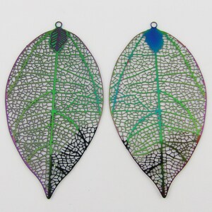 Bulk 6pce Laser Cut Long Leaf Charm Pendant Earring Component SSteel 60x33mm