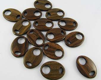 Bulk 20pcs Imitation Wood Grain Oval Charm Linking Ring 34x25x5.5mm Acrylic