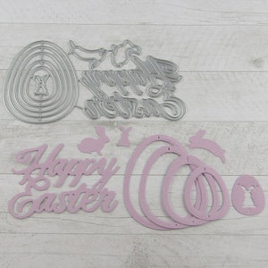 Lapin oeuf niché joyeux pasques coupe matrice acier au carbone scrapbook carte