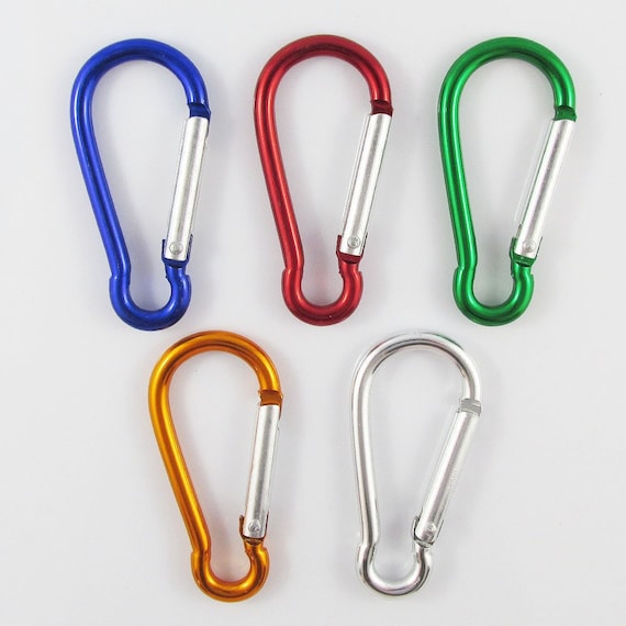 2pce Aluminium Carabiner Clip Keychain 60x30mm School Bag Luggage Select  Colour 