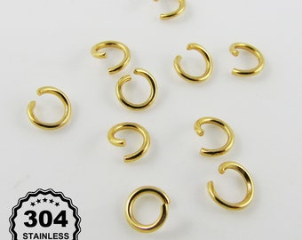 20 pcs Bulk Gold Plated Stainless Steel 5mm Open Jump Rings Findings Craft