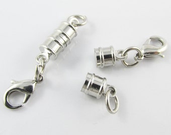 5 Sets Column Magnetic Clasp with Parrot Clasp / Jumpring end Silver Tone 17x6mm (MC004)