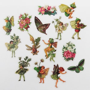 Lot de 40 autocollants pour animaux de compagnie, fleurs et fées vertes, cartes de scrapbooking, journal indésirable