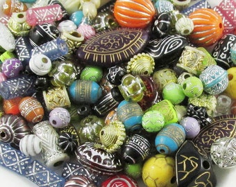 50 g Metallic Etched Acrylic Craft Beads Random Mix Great for Jewellery Making!