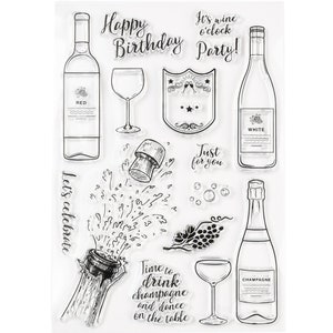 Wine & Champagne Party Clear Stamp Silicone Caoutchouc Scrapbooking Card Making