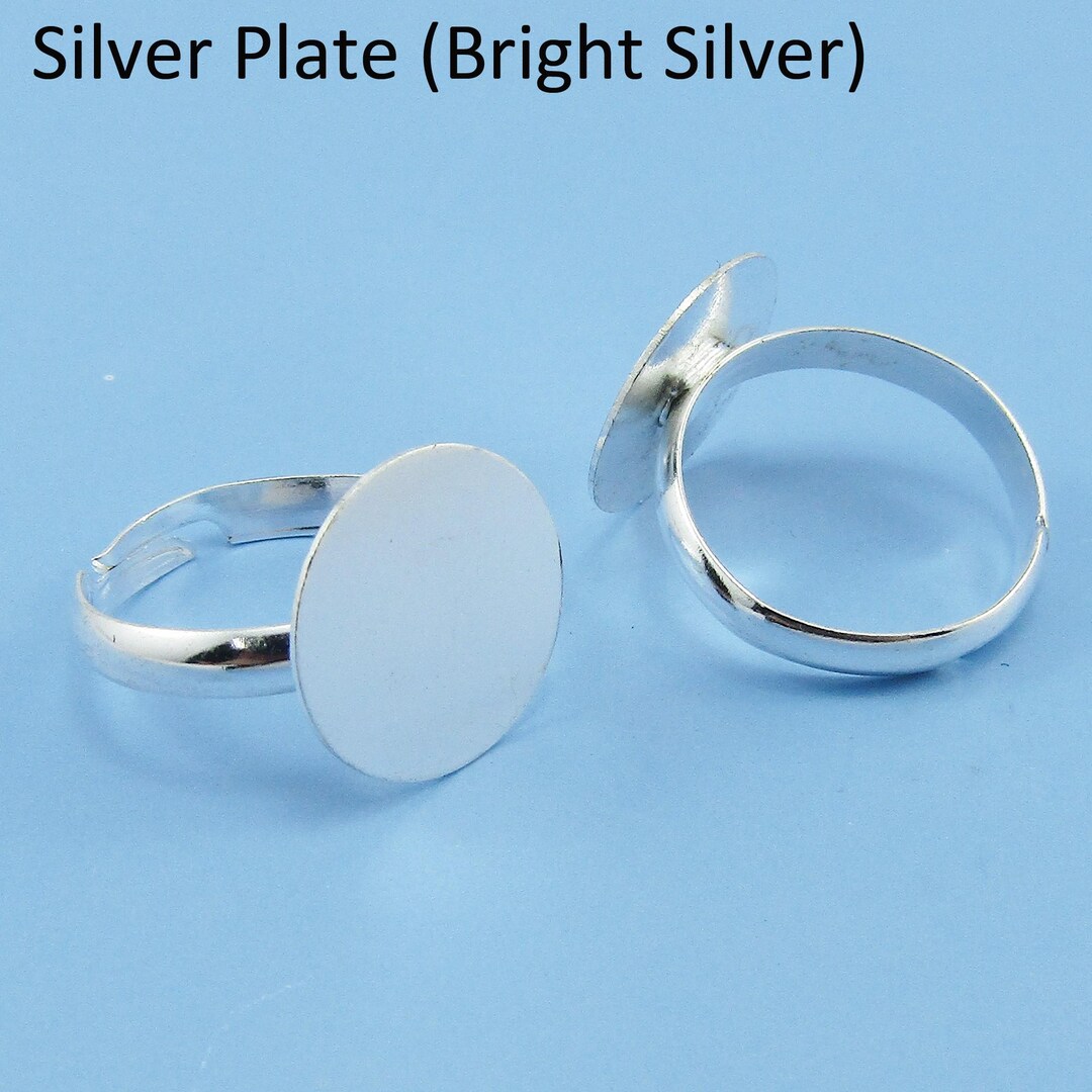 Bulk 10pce DIY Adjustable Ring Base With 14mm Glue Pad 17mm Dia SP ...