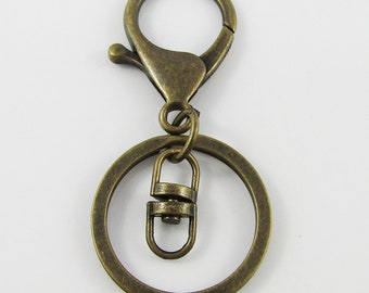 Bulk Key Ring Keychain Bronze Oversized Lobster Clasp & Swivel Dangle Pick Qty