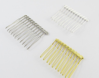 Bulk 10pcs DIY Iron Hair Comb Finding 42x35mm Beaded Bridal Comb Select Colour