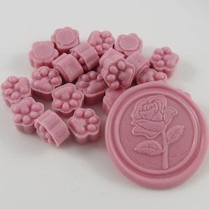 Particules fondantes de cire à cacheter rose poussiéreux, 100 pièces, pour sceaux de cire, cartes de mariage, Journal