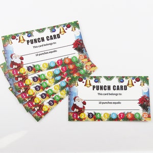 50 pcs Père Noël Cartes Perforées Fidélité Clientèle Incitation au Comportement des Enfants