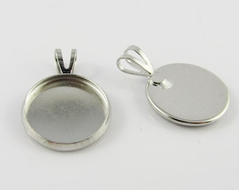 Bulk Pendant Necklace Round Cabochon Setting 20x14mm Fit 12mm Cabs Select Qty