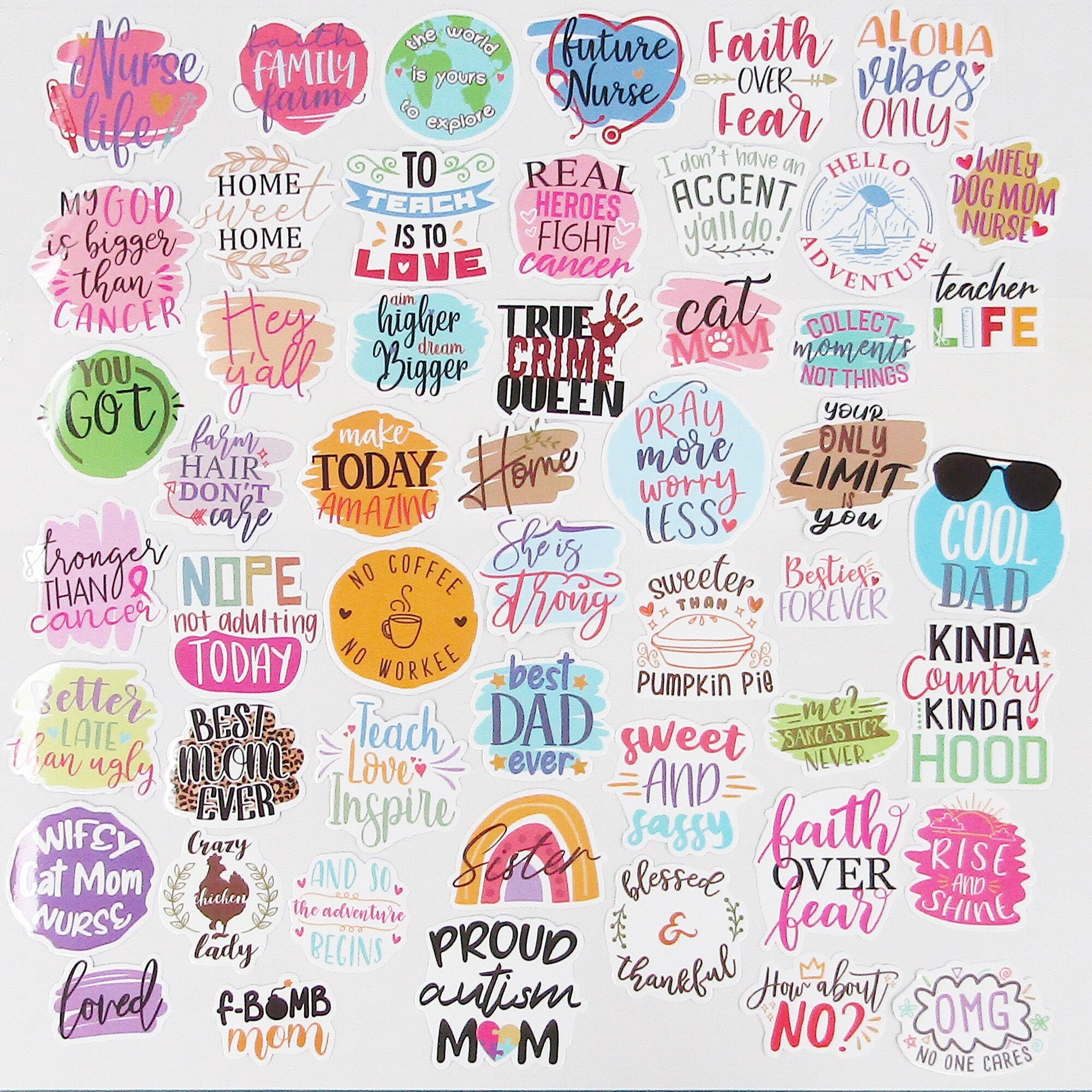 Message Design Sticker 50pcs PVC Message Sticker Bundle Schoolbooks Cards Junk Journal Laptop ...