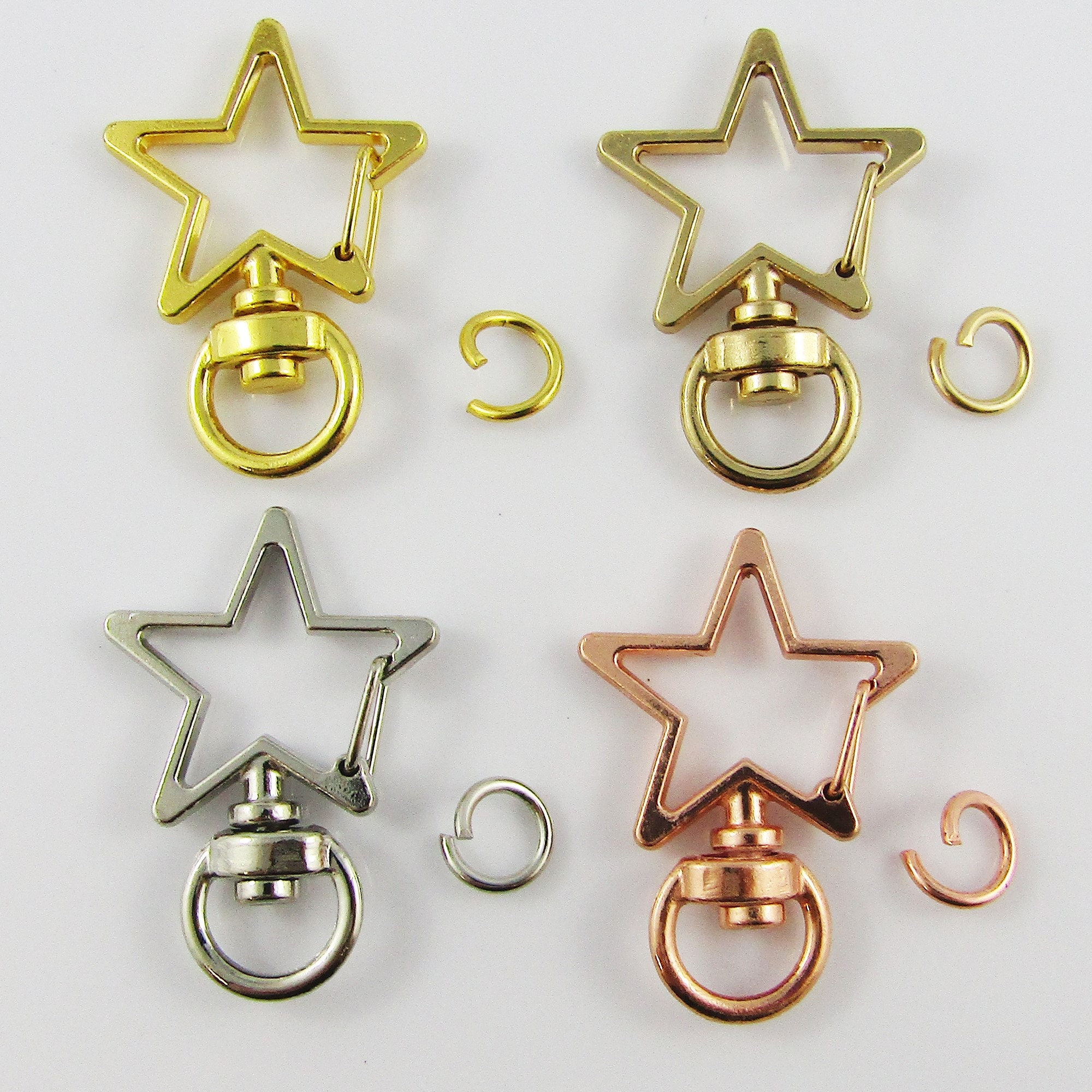 5pk Snap Hook Star Clasp 34x24mm With Swivel Eye and Jump Ring
