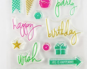 Happy Birthday Wish Message Clear MINI Stamp Silicone Rubber Card Making etc