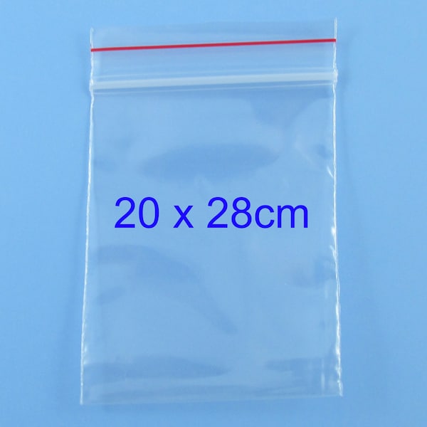 200 x Bulk Resealable Zip Lock Plastic Bags 200mm x 280mm Ziplock Reseal Clip