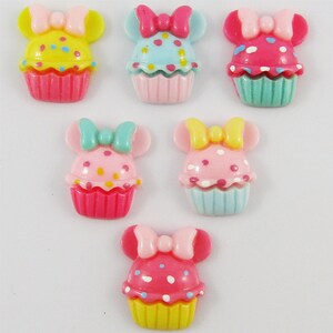 10pcs dans random pairs DIY Resin Bow Cupcake Cabochon Hair Clips Scrapbooking etc