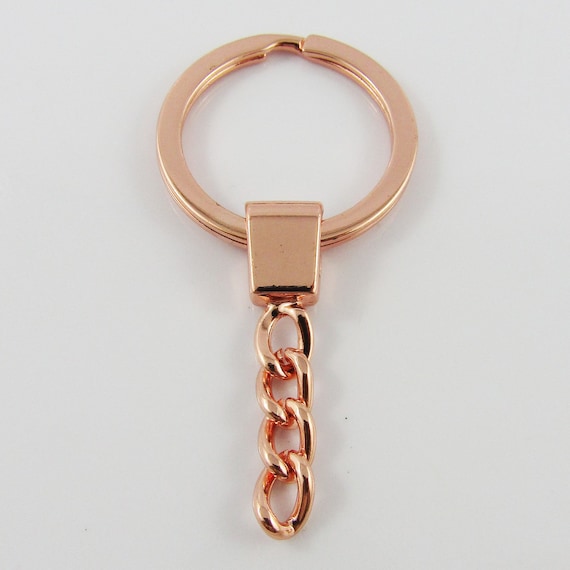 DiscountJewelleryHub Bulk Key Ring Keychain Findings Rose Gold Keyring Craft 62mm x 30mm Select Qty