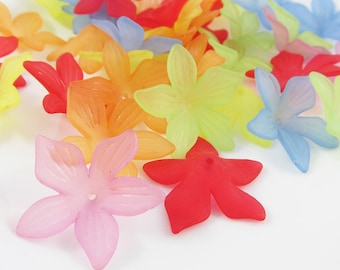 20pcs Star Flower Bead Cap Craft Beads Frosted Acrylic Mixed 27x7mm Hole 1.2mm