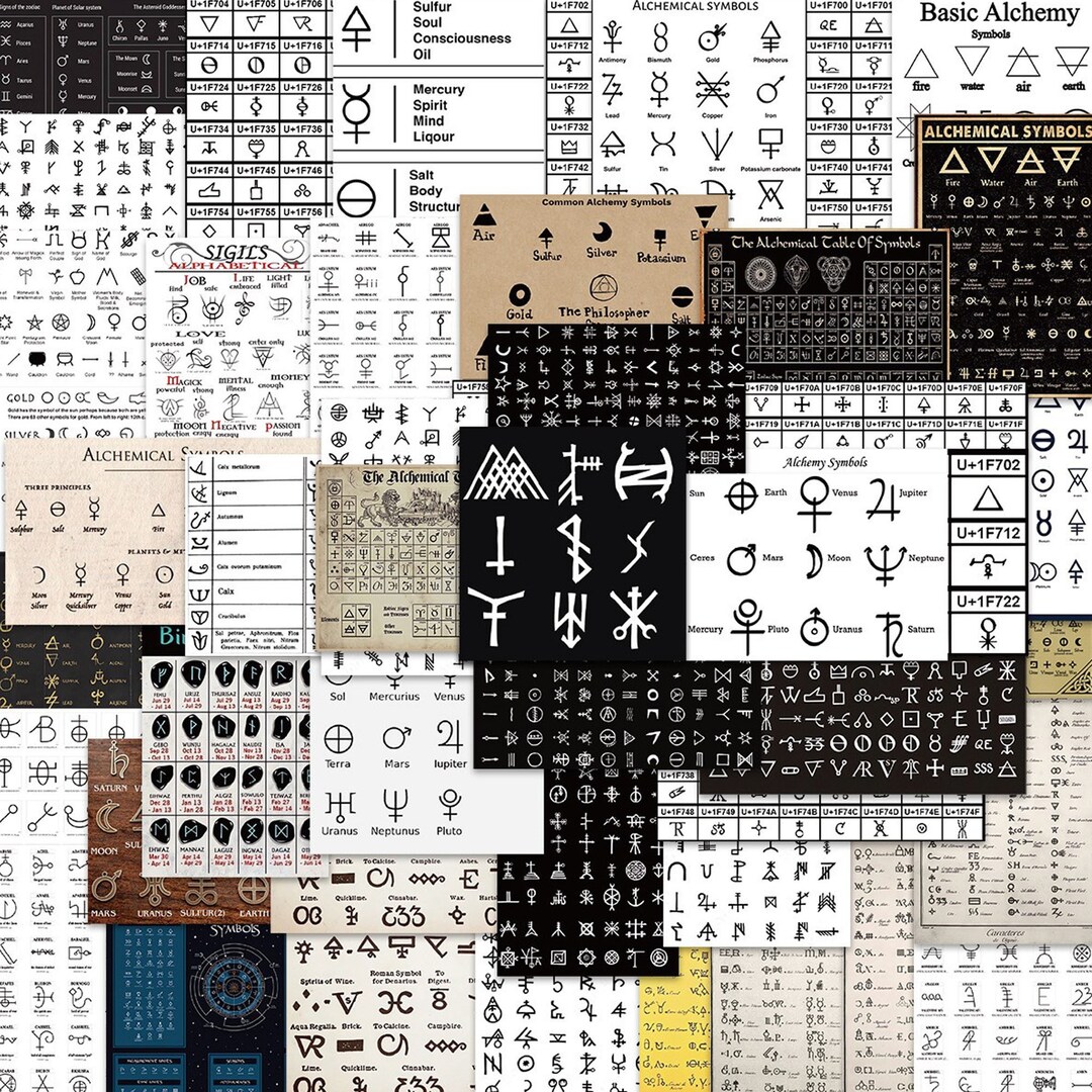 50pcs Ancient Rune Symbols Sticker Bundle Schoolbooks Cards Junk ...