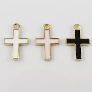 Bulk 10pce Enamel Mini Cross Charm Pendant Religious Cross 16x10mm Select Colour